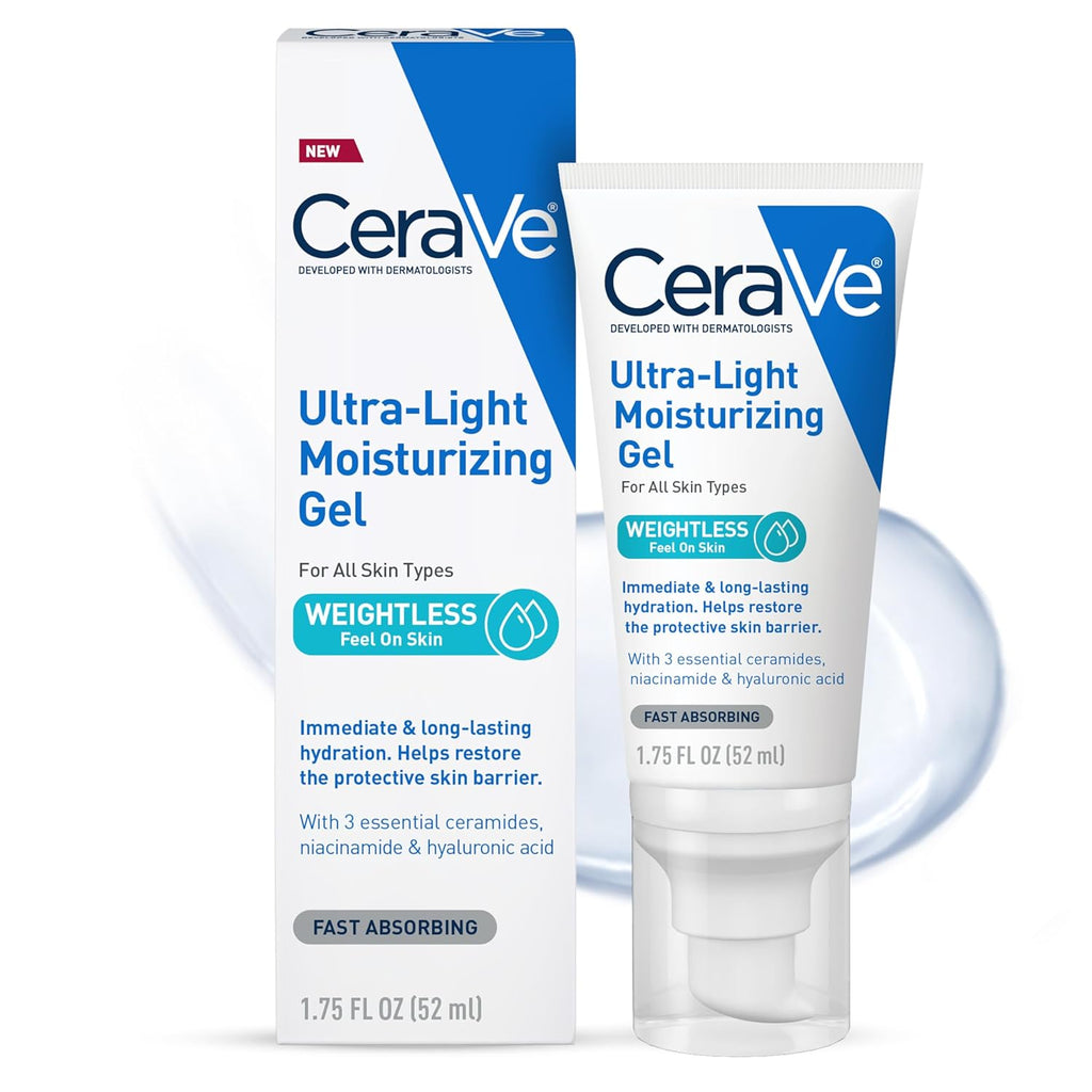 CeraVe Gel hidratante ultraligero, gel hidratante facial para hombr...
