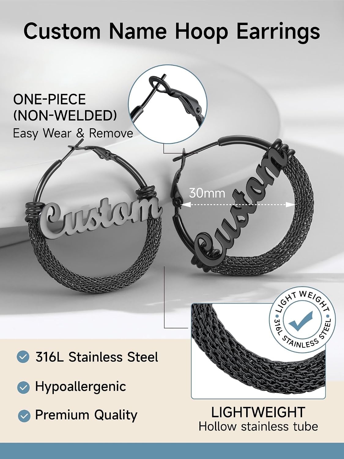 PROSTEEL 12\/16\/24\/32\/40 Pulgadas Aretes de Aro Gruesos para Muj...