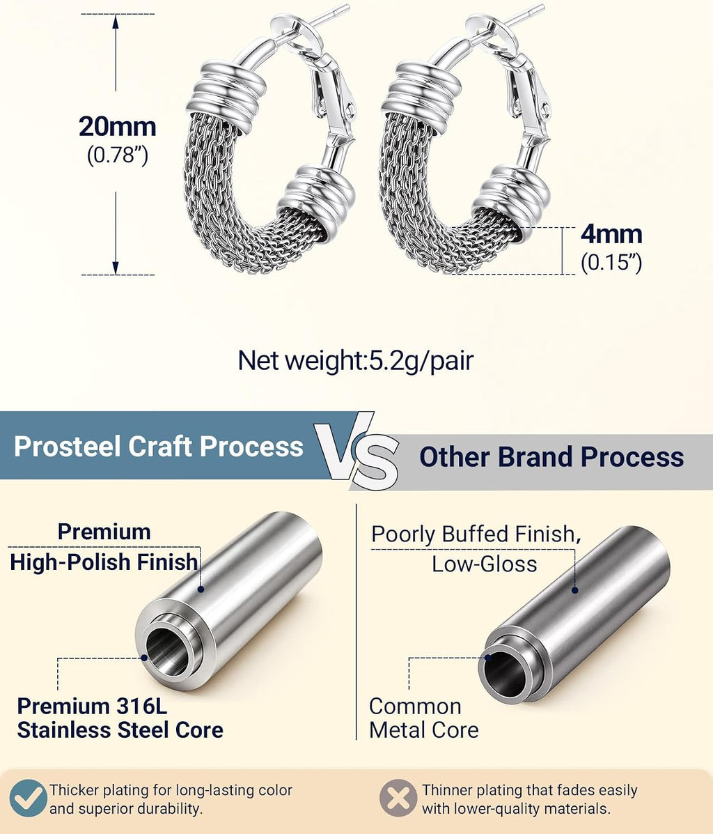 PROSTEEL 12\/16\/24\/32\/40 Pulgadas Aretes de Aro Gruesos para Muj...