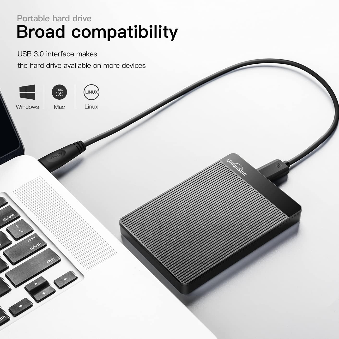 UnionSine - Disco duro externo portátil ultradelgado de 1 TB, HDD,...