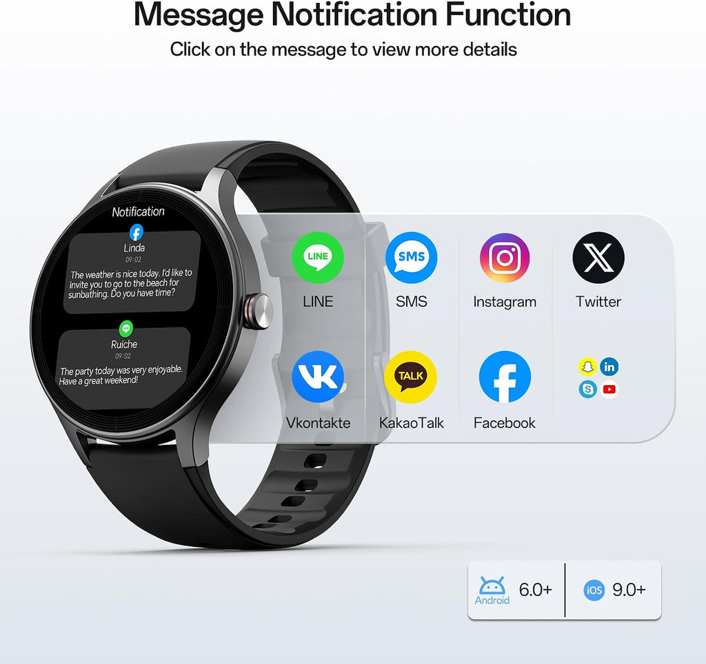 Woneligo Reloj inteligente, reloj AMOLED de fitness con pantalla tá...