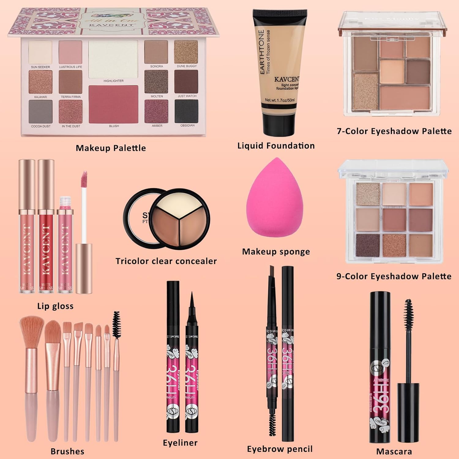 Juego de maquillaje para adolescentes, kit completo de maquillaje p...