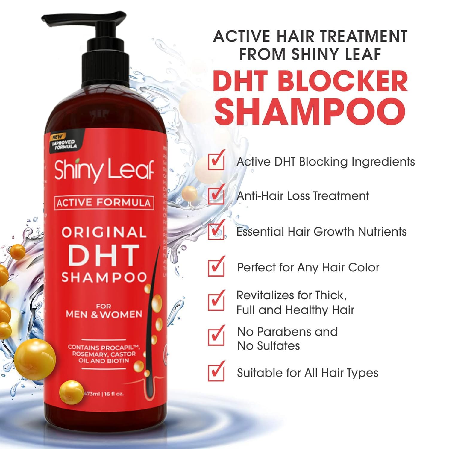 Shiny Leaf DHT Blocker - Paquete de champú y acondicionador con Pro...