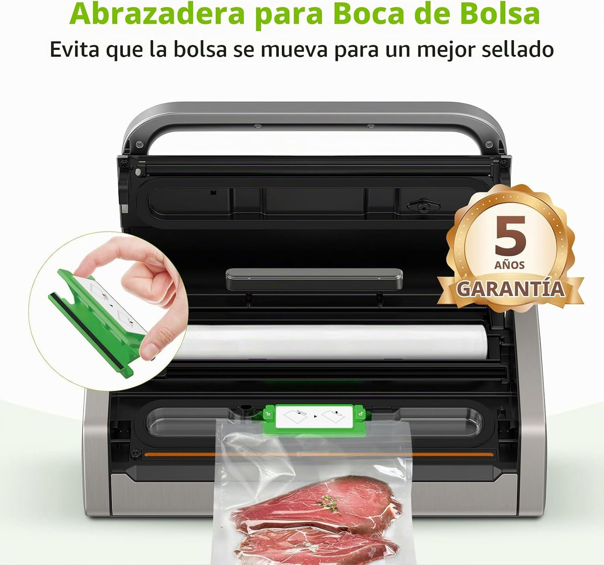 Bonsenkitchen Envasadora al vacío con diseño de fácil asa, 1 rollo...