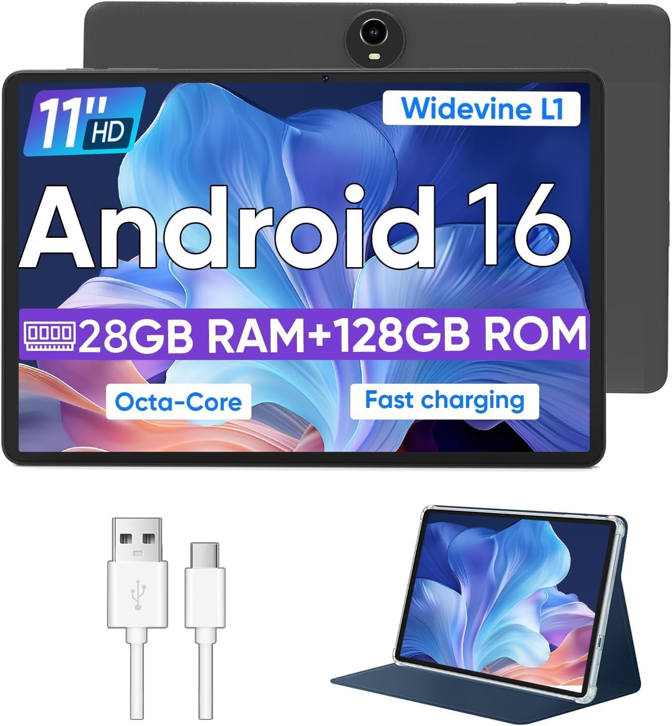 WXUNJA Tablet Android 15, tabletas de 11 pulgadas con procesador Oc...