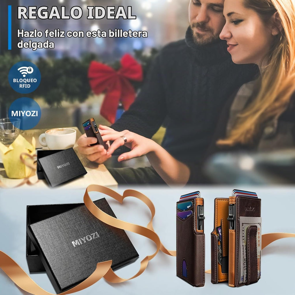 miyozi Billetera para hombre, magnética minimalista delgada con sop...