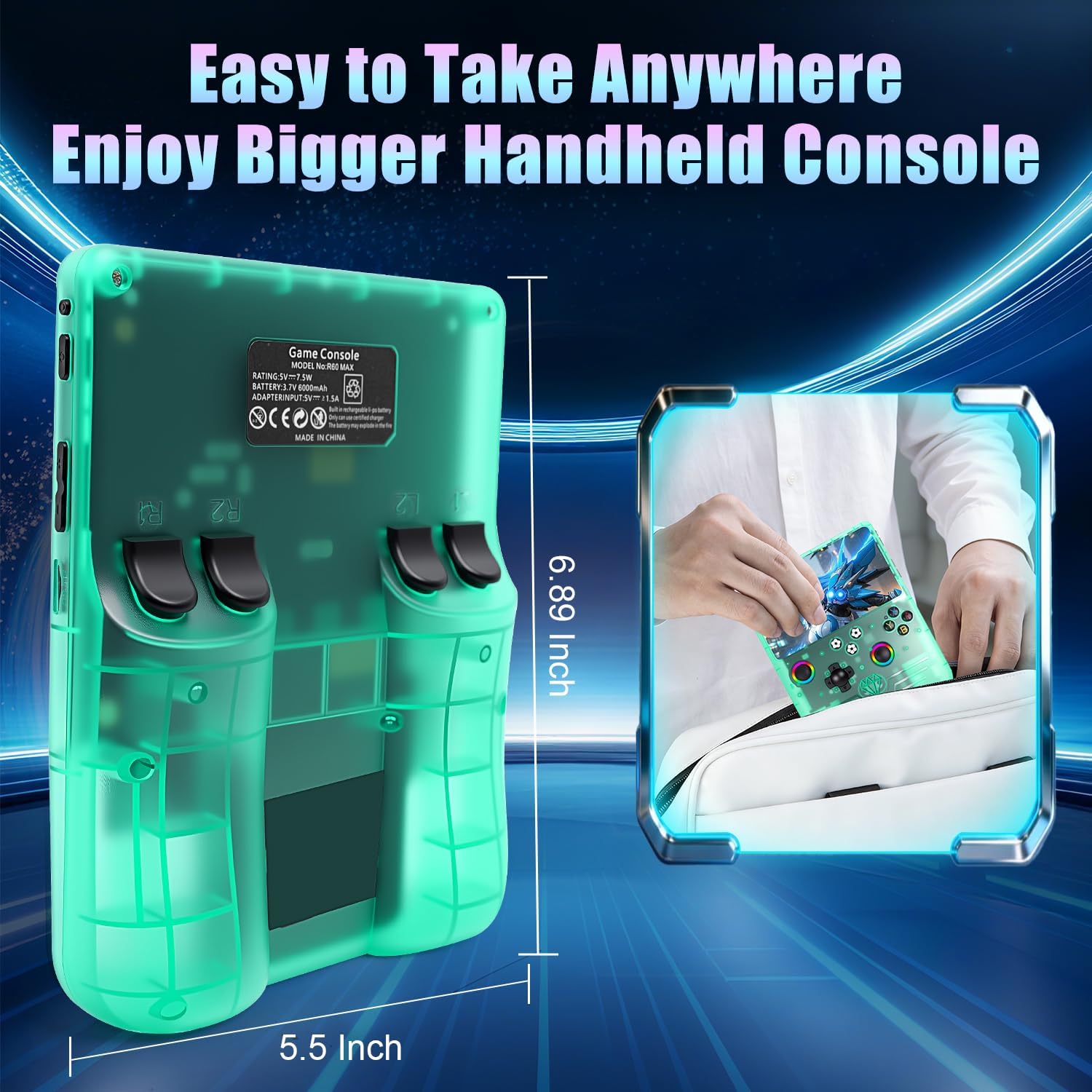 Hedlaoy Consola de juegos portátil R60 Max, consola de juegos retro...