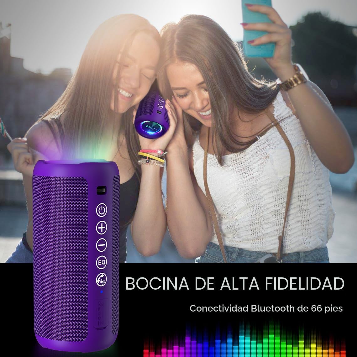 Ortizan Altavoz Bluetooth portátil: IPX7 impermeable, sonido fuerte...