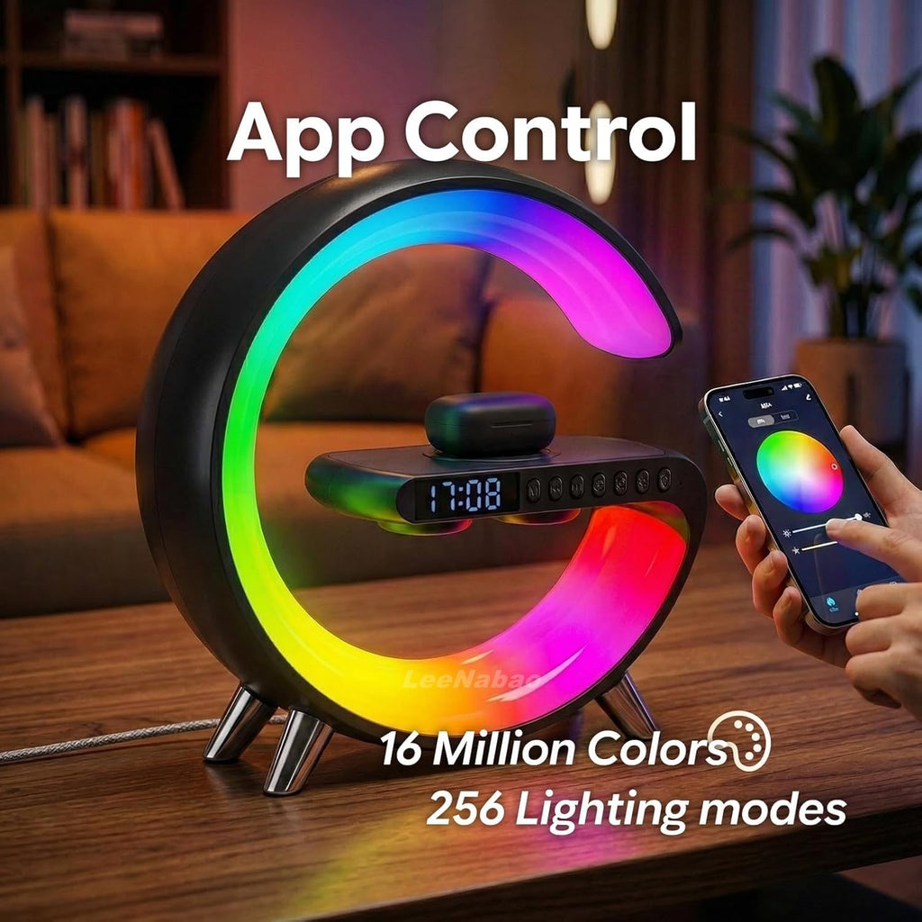 Lámpara de mesa LED inteligente, cargador inalámbrico 4 en 1 con al...
