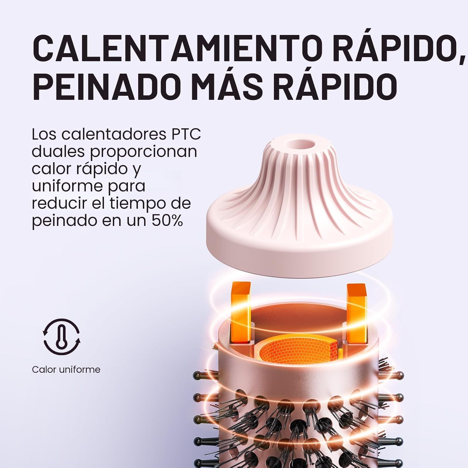 Wavytalk Cepillo térmico Blowout Boost Grande, cepillo redondo cale...