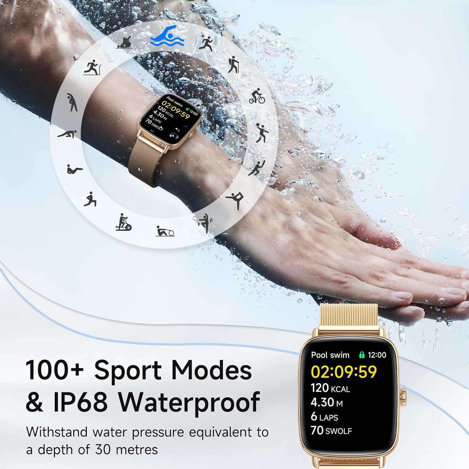 Reloj inteligente para hombres y mujeres, 1.85" HD, reloj intel...