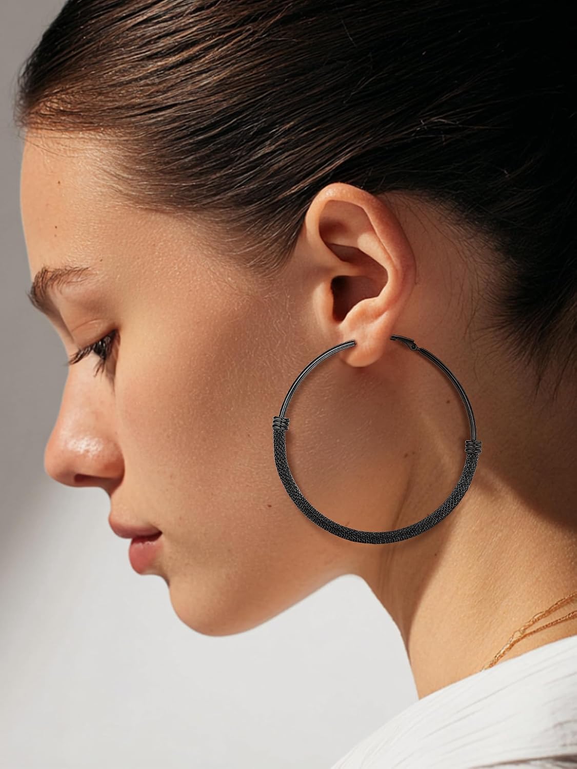 PROSTEEL 12\/16\/24\/32\/40 Pulgadas Aretes de Aro Gruesos para Muj...