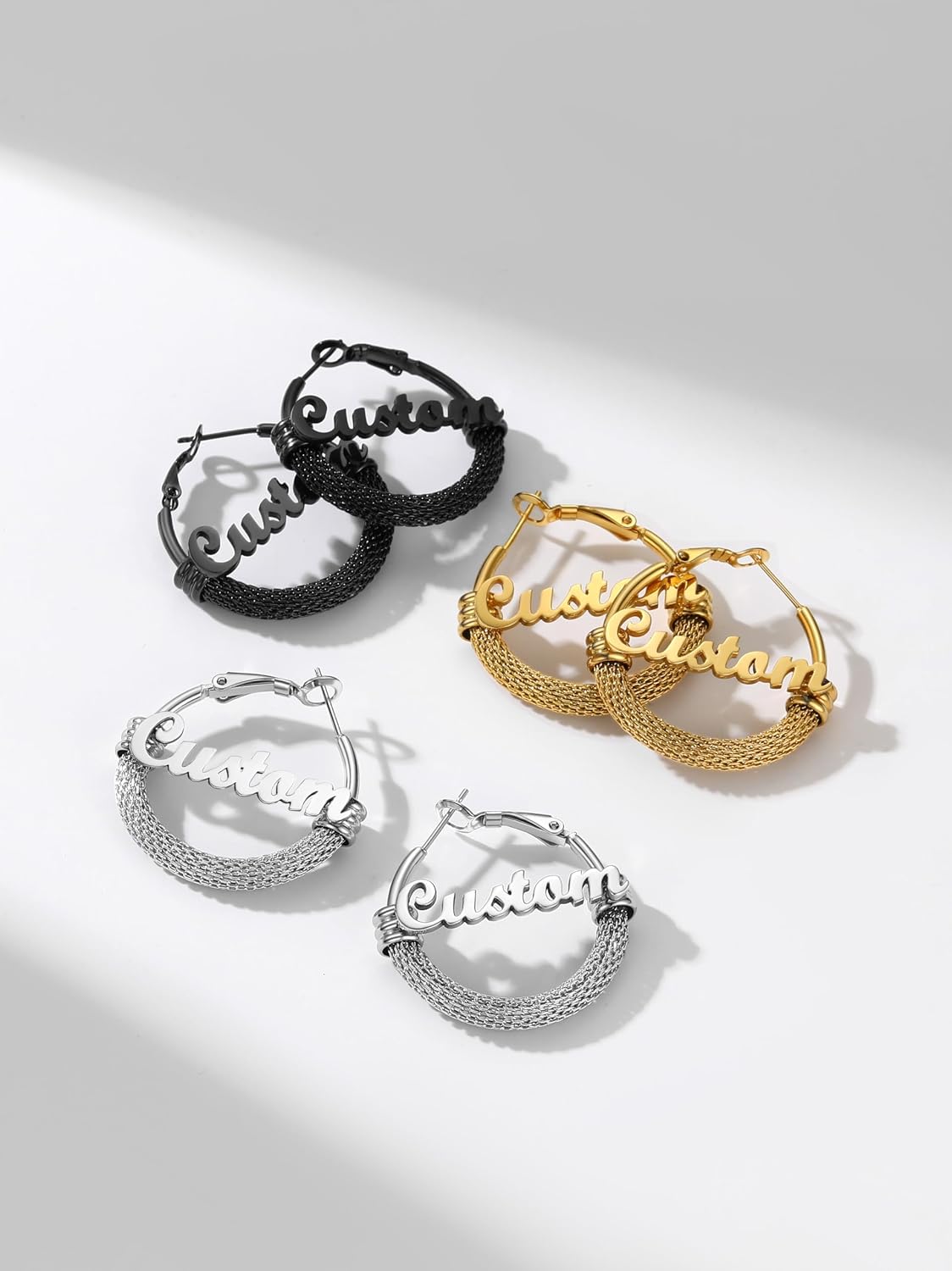 PROSTEEL 12\/16\/24\/32\/40 Pulgadas Aretes de Aro Gruesos para Muj...