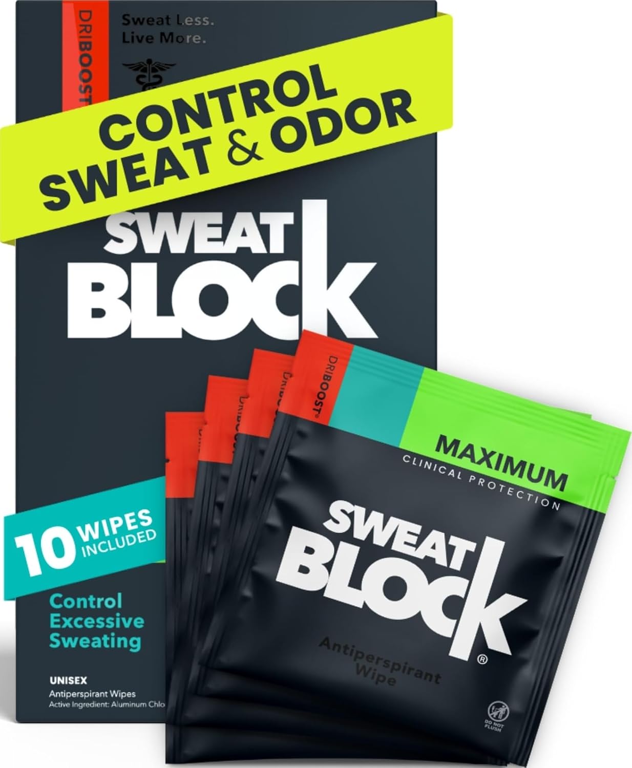 SweatBlock Max Clinical - Toallitas antitranspirantes para sudoraci...