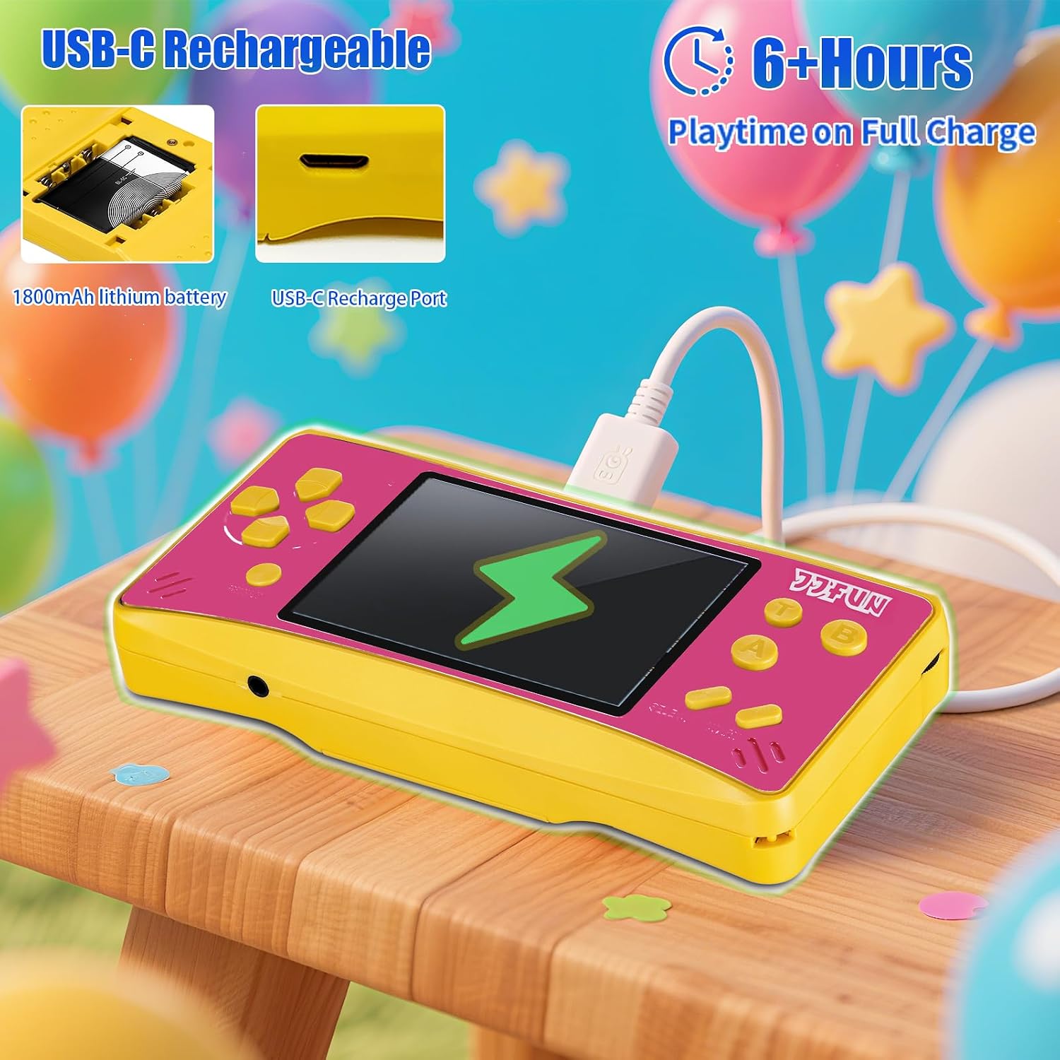 JJFUN Consola de juegos portátil para niños: pantalla de 3.2 pulgad...