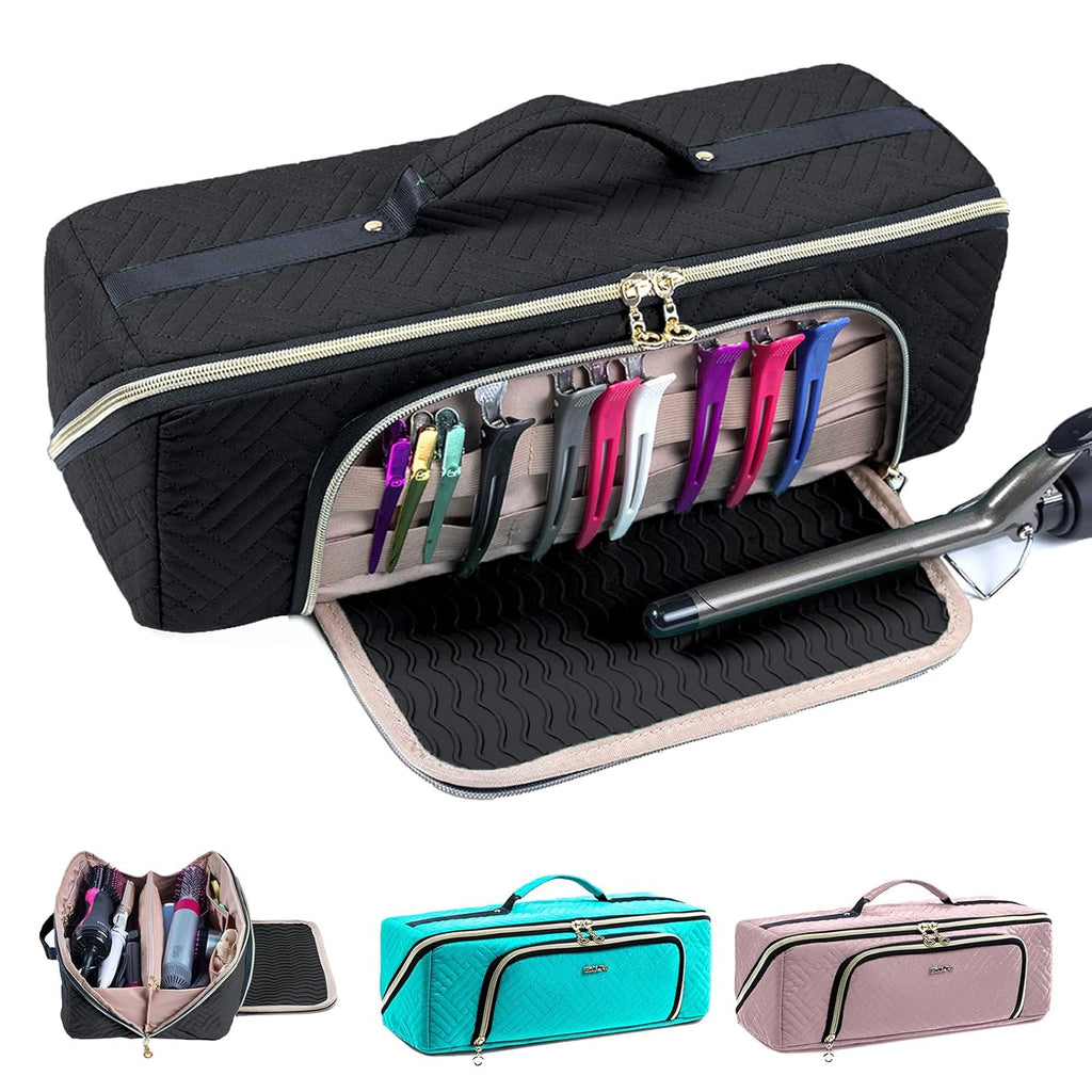 ELCUPA Bolsa de Viaje Grande para Herramientas de Cabello con Alfom...