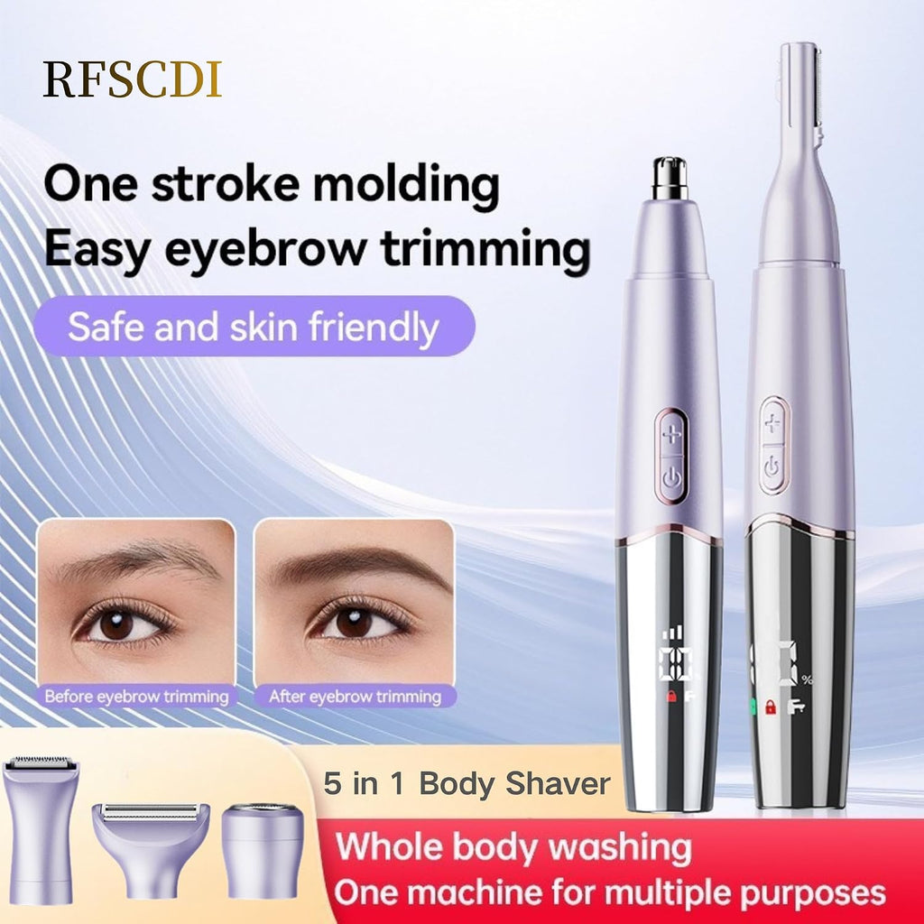 RFSCDI Cortadora de pelo recargable 5 en 1 para nariz y cejas, IPX7...