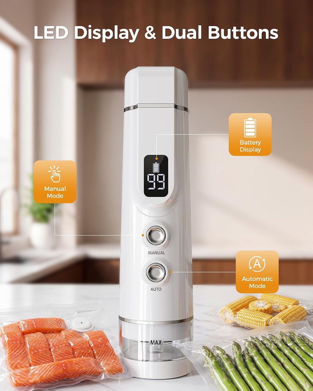Synvox Sellador al vacío para alimentos: 30 bolsas reutilizables y...