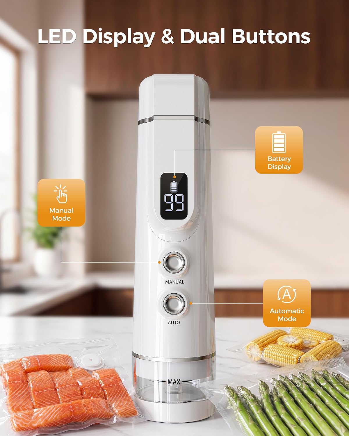Synvox Sellador al vacío para alimentos: 30 bolsas reutilizables y...