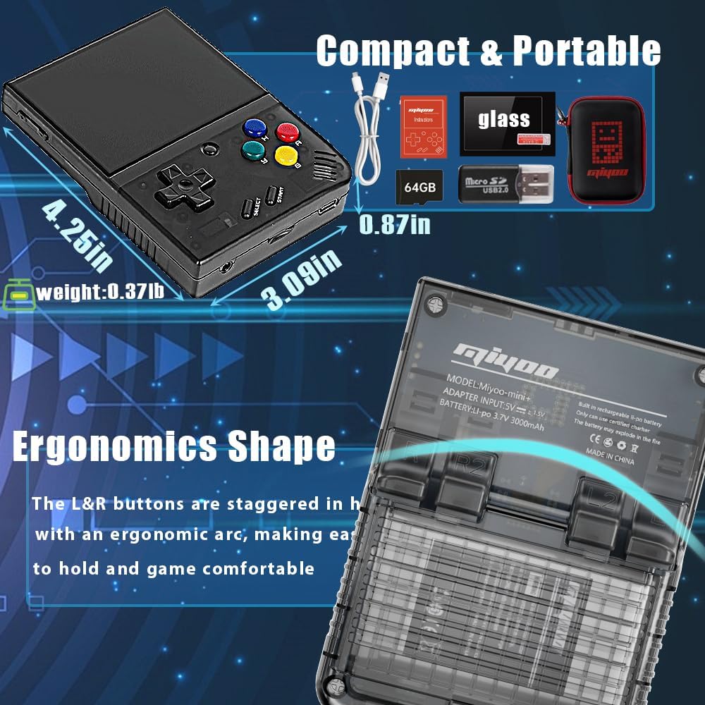 Miyoo Mini Plus con estuche portátil - Consola de juegos de mano, e...