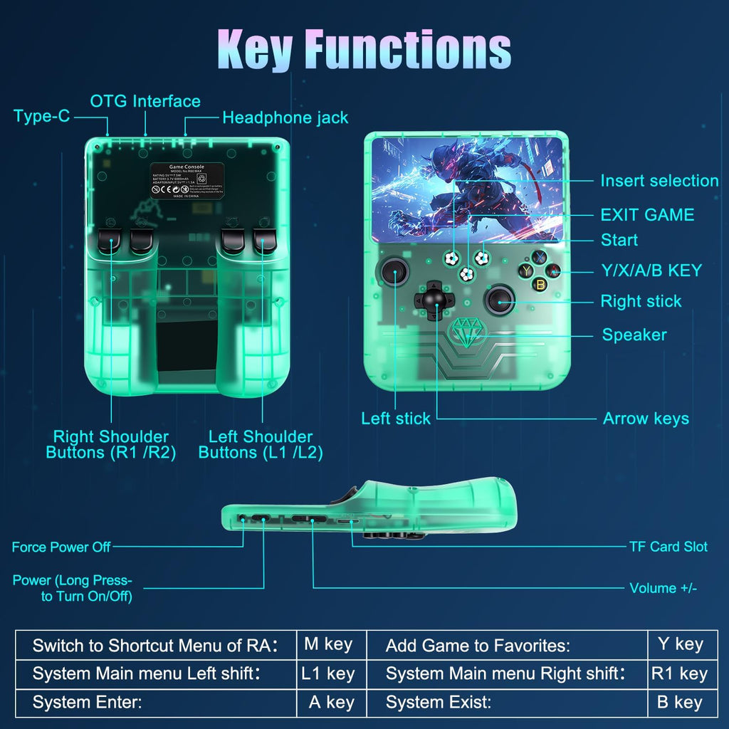 Hedlaoy Consola de juegos portátil R60 Max, consola de juegos retro...