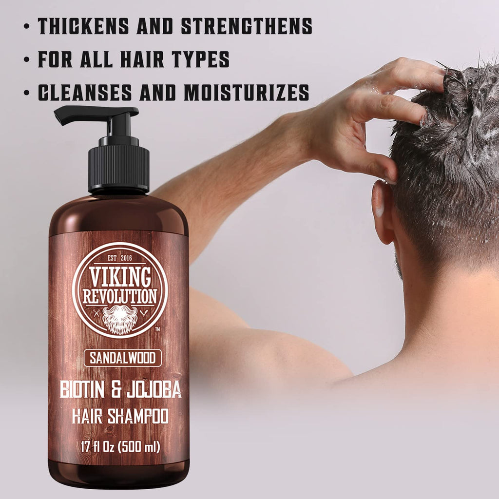 Viking Revolution Sandalwood - Champú para hombre con biotina y ace...