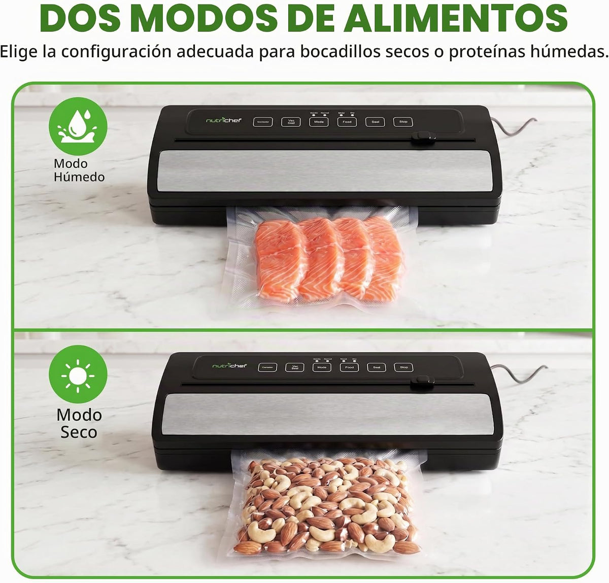 NutriChef Sellador al Vacío para Alimentos - Sistema Automático de...