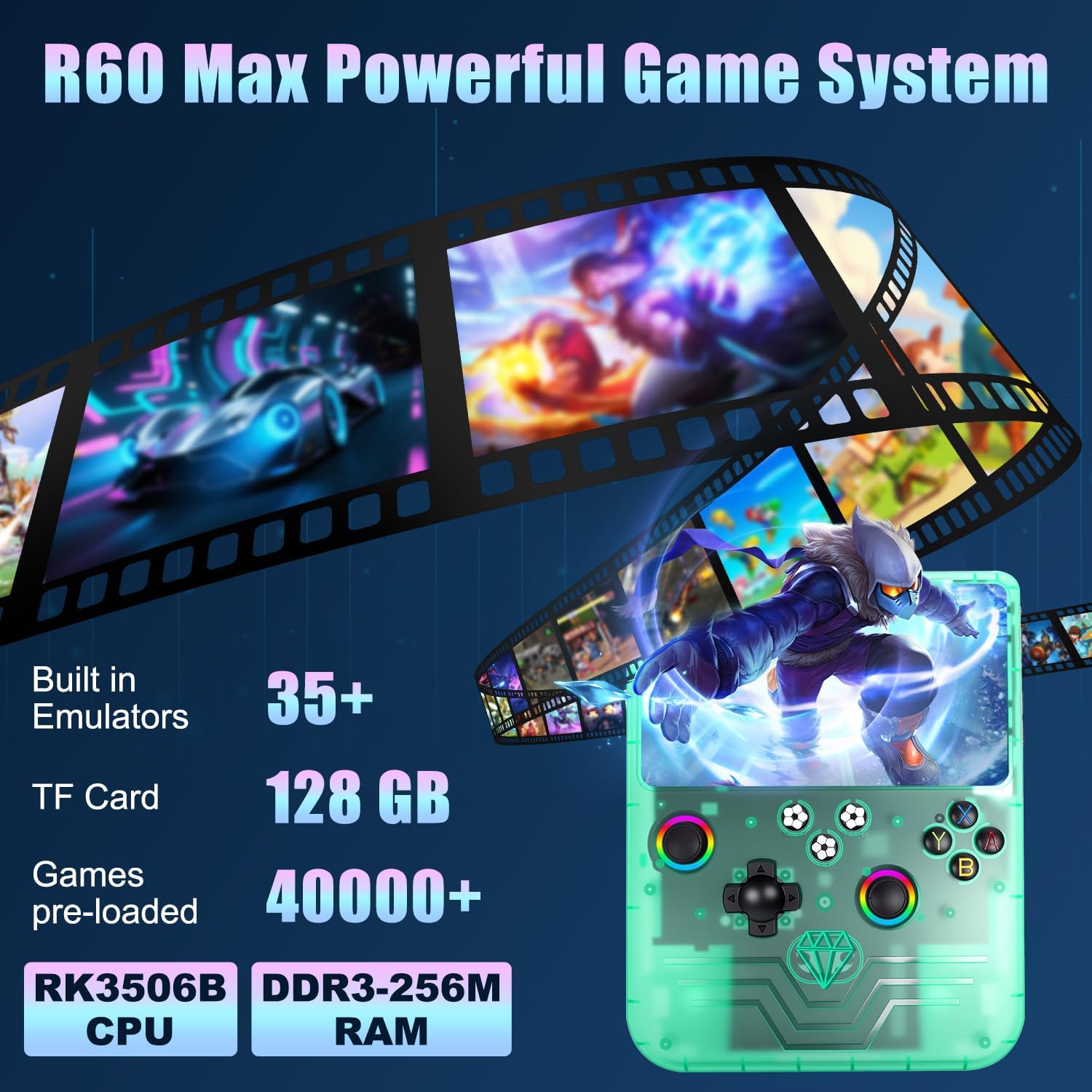 Hedlaoy Consola de juegos portátil R60 Max, consola de juegos retro...