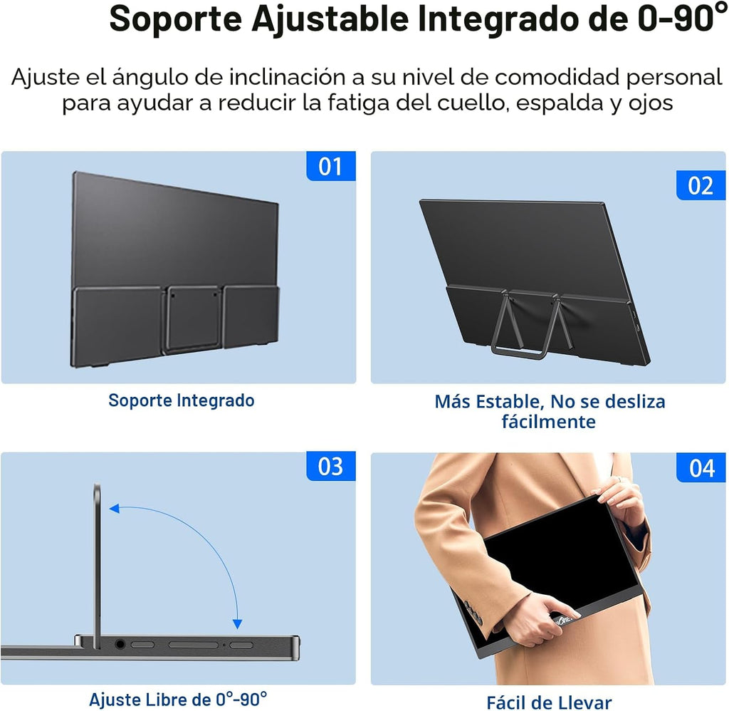 InnoView Monitor portátil de 15.6" 1080P para portátil con fund...