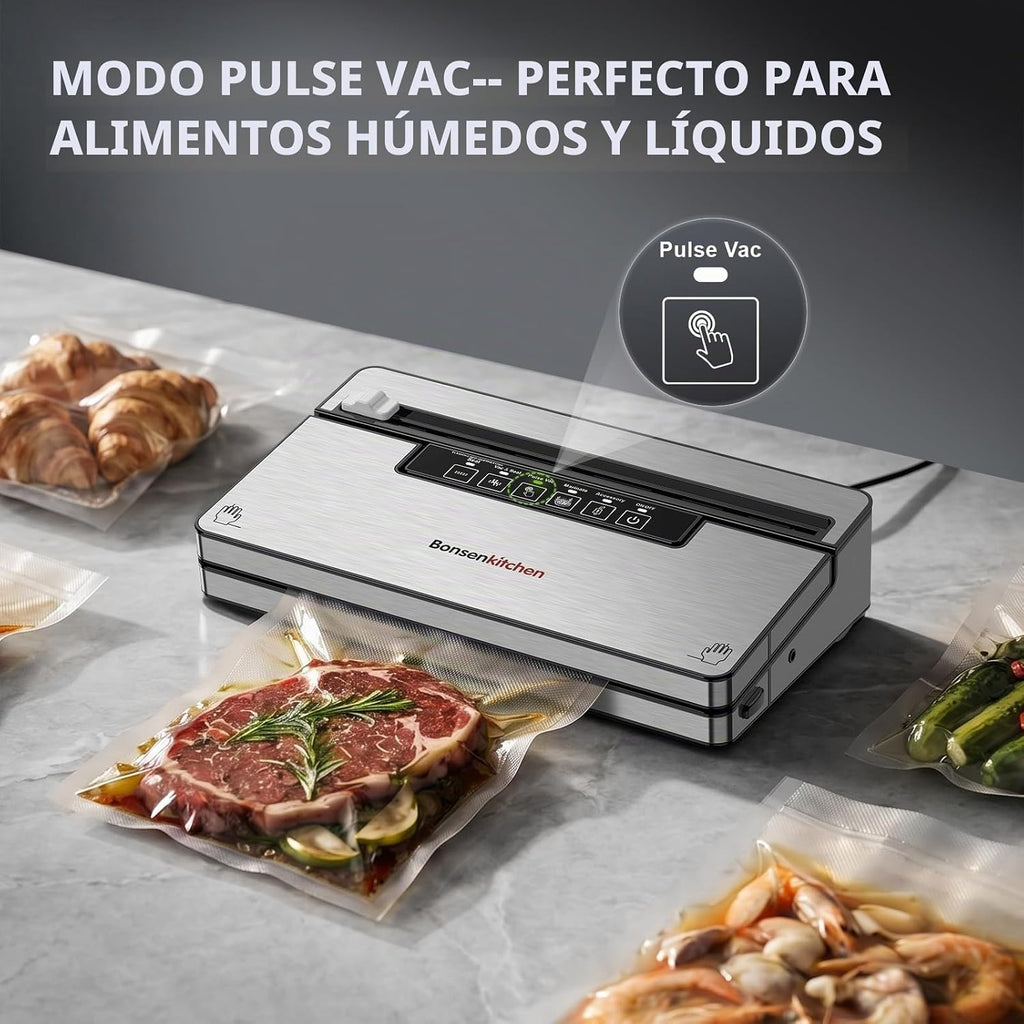 Bonsenkitchen Máquina selladora al vacío,80 kPa Potente Succión,Pla...