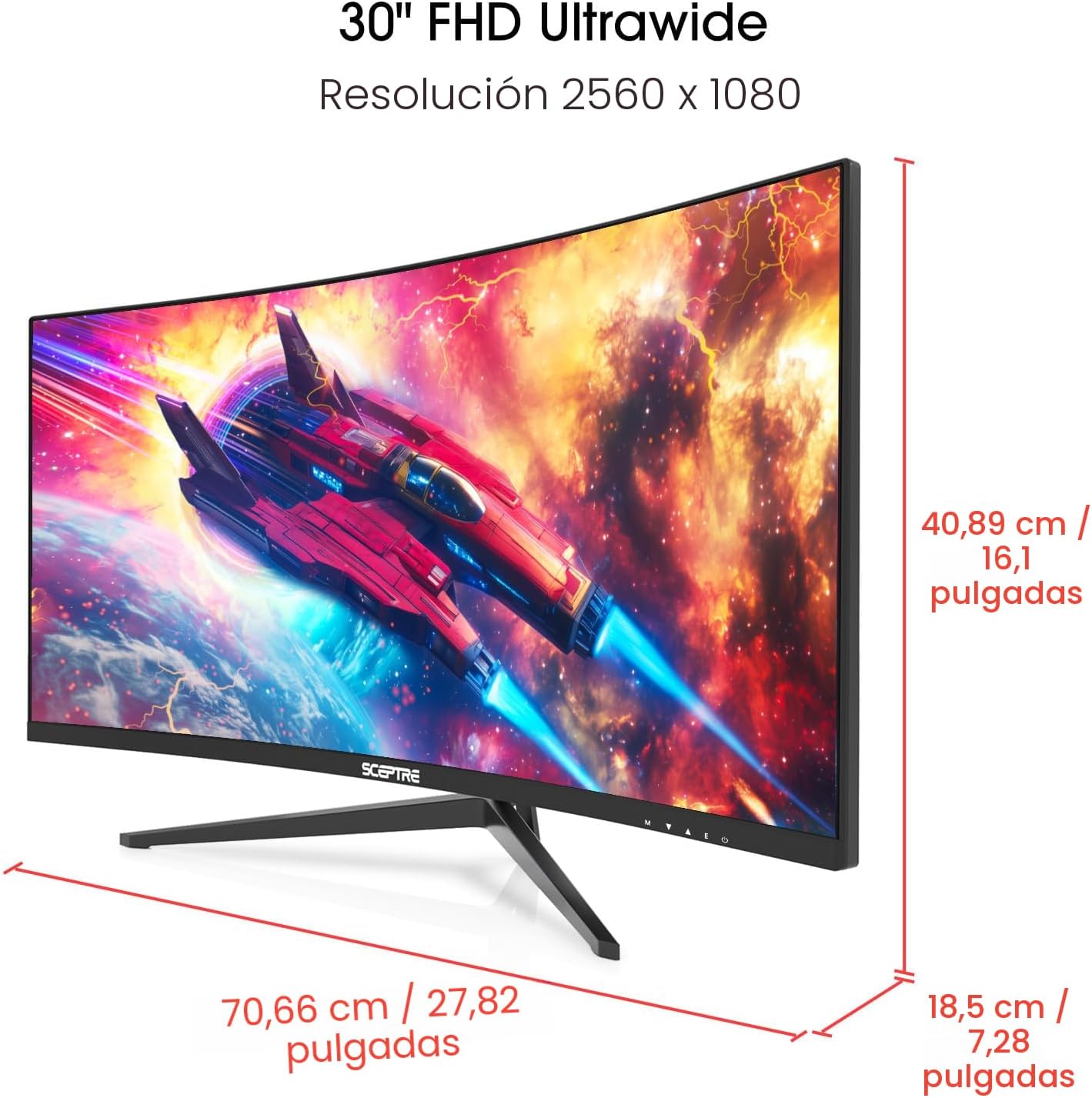 ¡Nuevo! Sceptre - Monitor para juegos curvado de 30 pulgadas 200+Hz...
