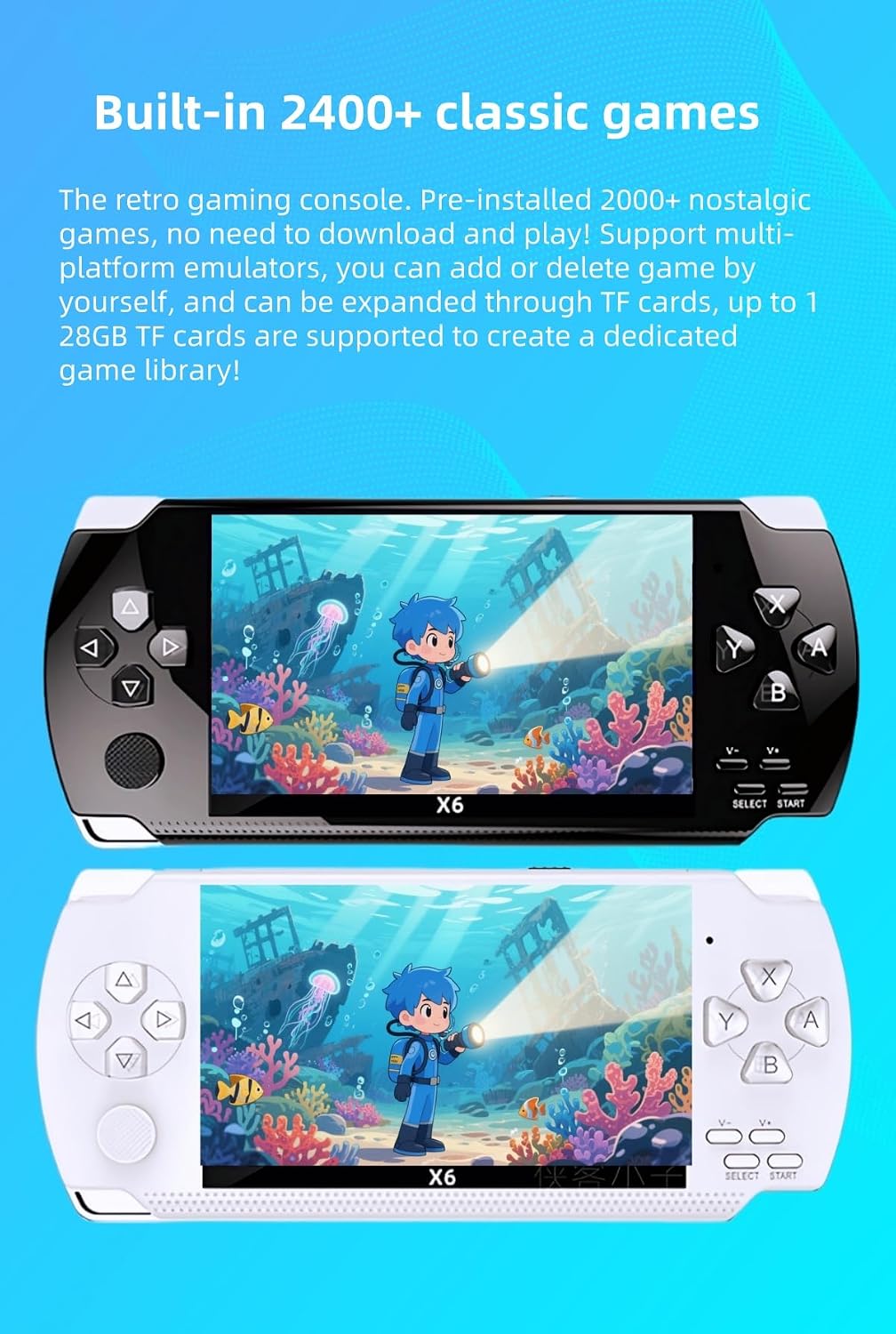 YHFITN Consola de juegos portátil retro de 4.3 pulgadas, con juegos...