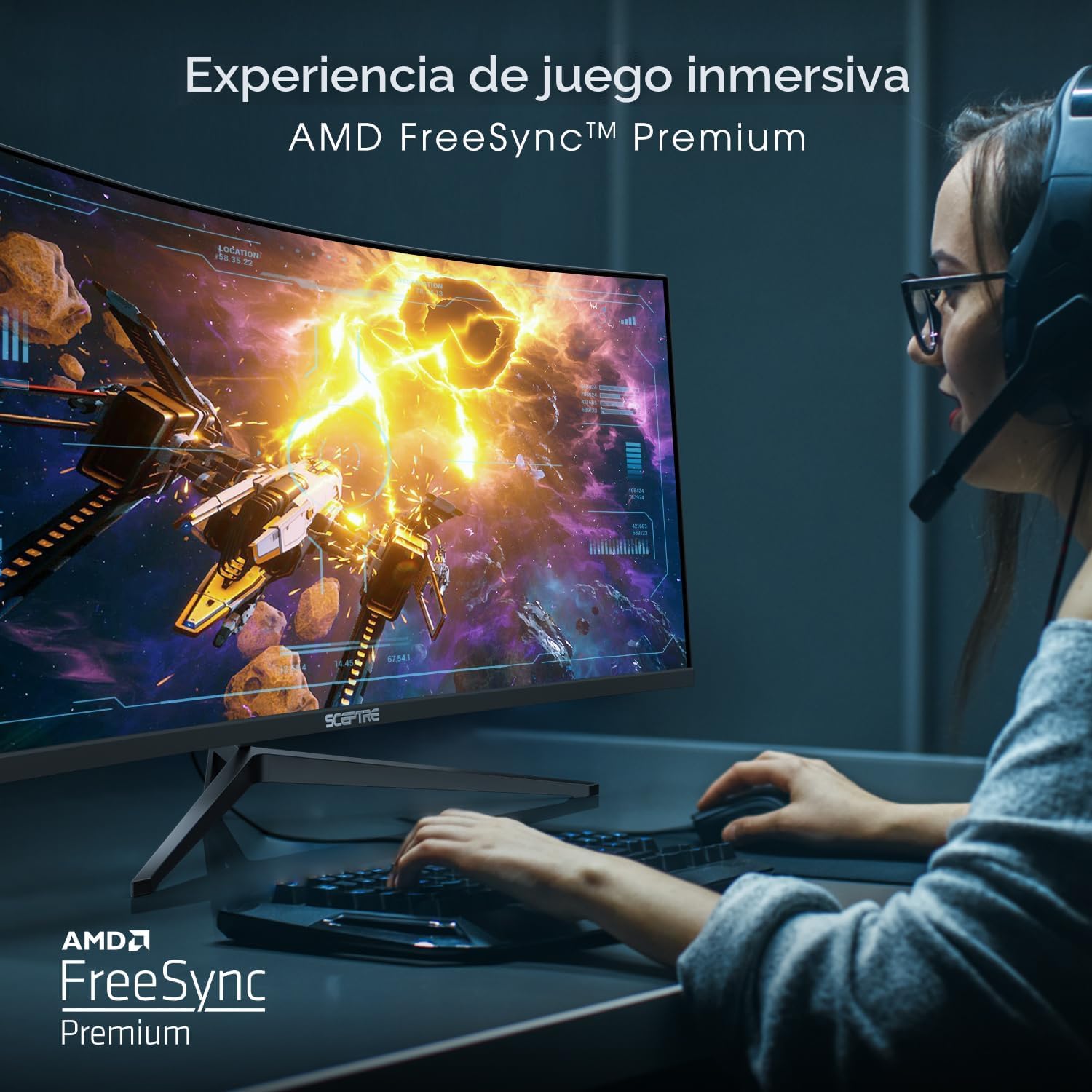 Sceptre - Monitor curvo ultra ancho de 34 pulgadas WQHD 3440 x 1440...