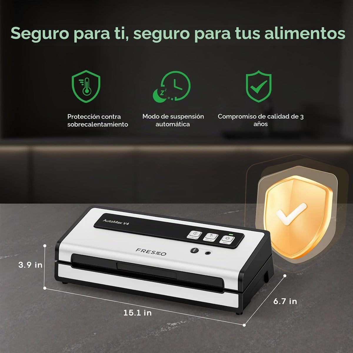 FRESKO Máquina selladora al vacío con detección automática de bolsa...