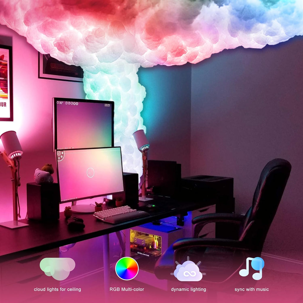DAWELED Luz de techo 3D Thundercloud, efectos de rayo DIY, cambio d...