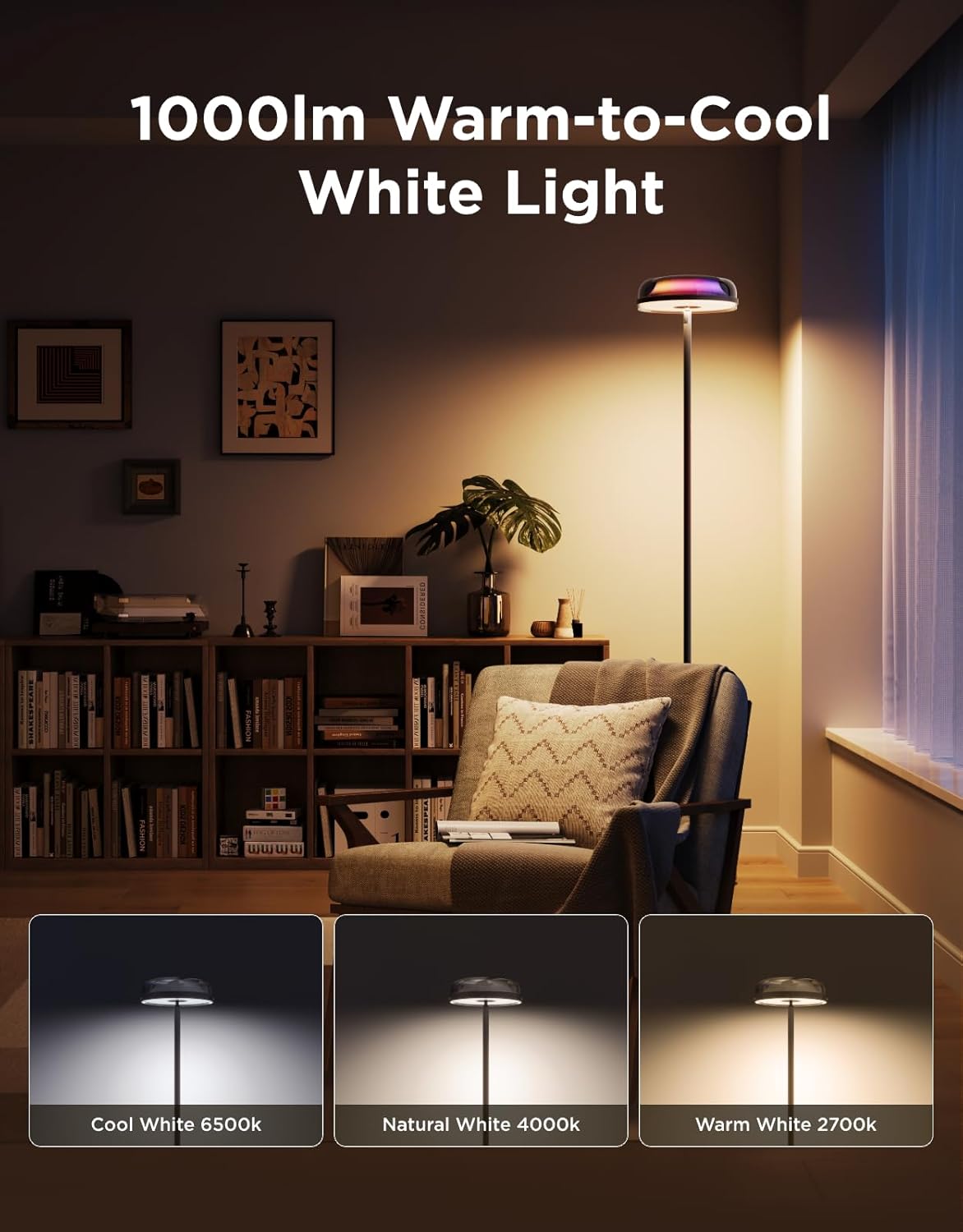 Govee Uplighter - Lámpara de pie para sala de estar, proyector de o...
