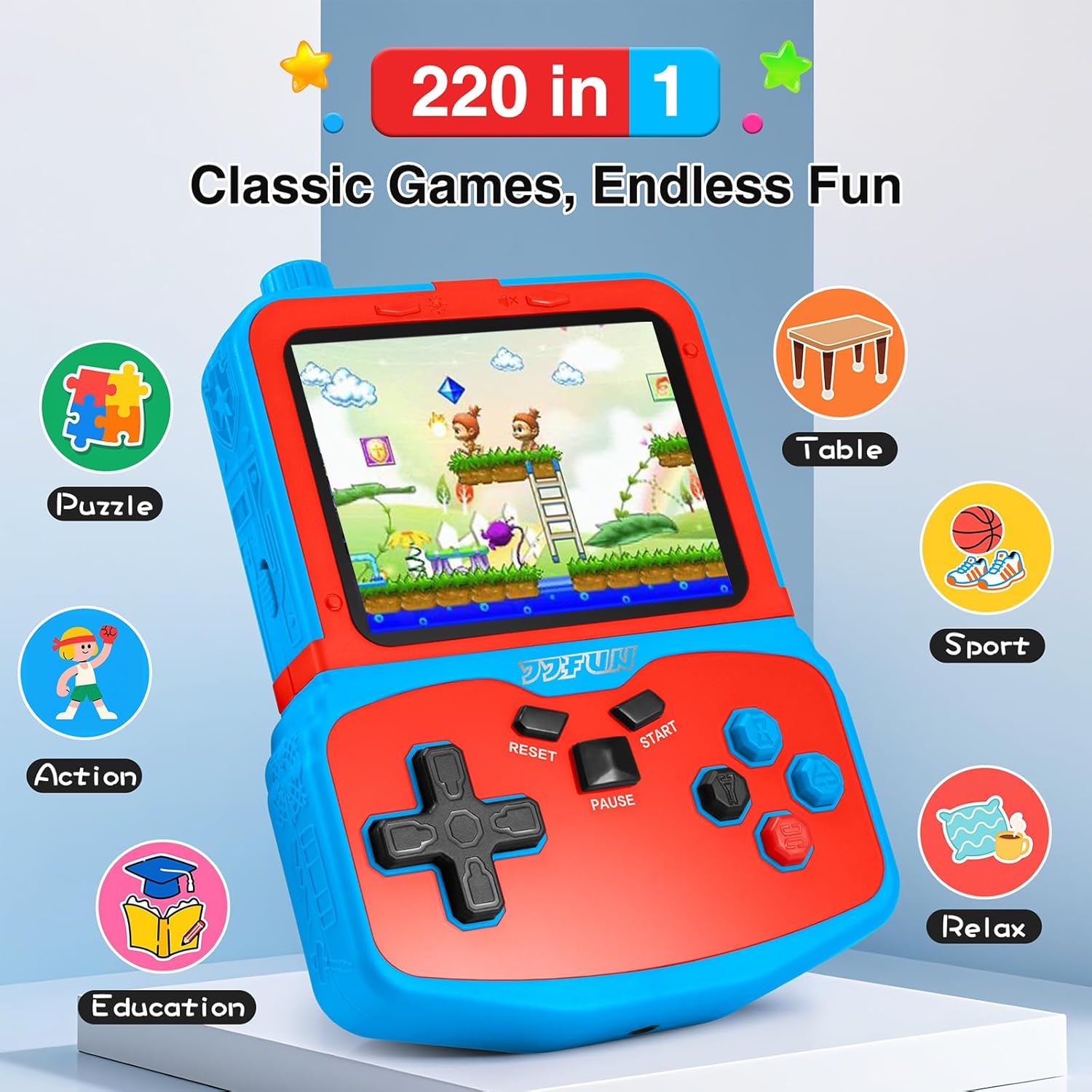 Consola de videojuegos portátil para niños, 220 juegos clásicos ret...