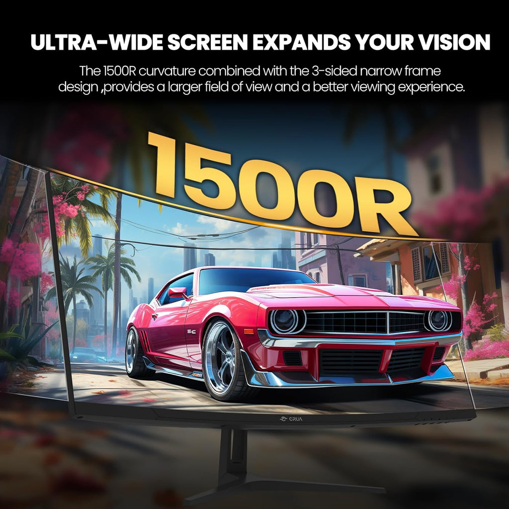 CRUA Monitor curvo para juegos de 34 pulgadas, 144 Hz\/165Hz WQHD 3...