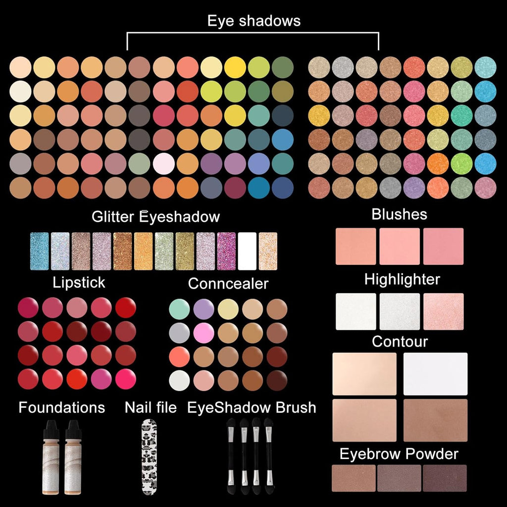 MISS ROSE M - Paleta de maquillaje profesional de 187 colores, kit...