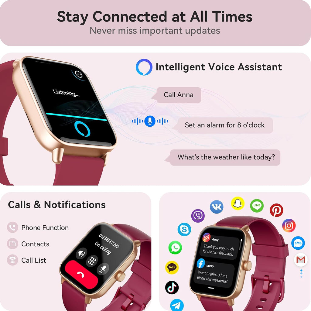 Gydom Reloj inteligente para mujer, Android y iPhone, Alexa integra...