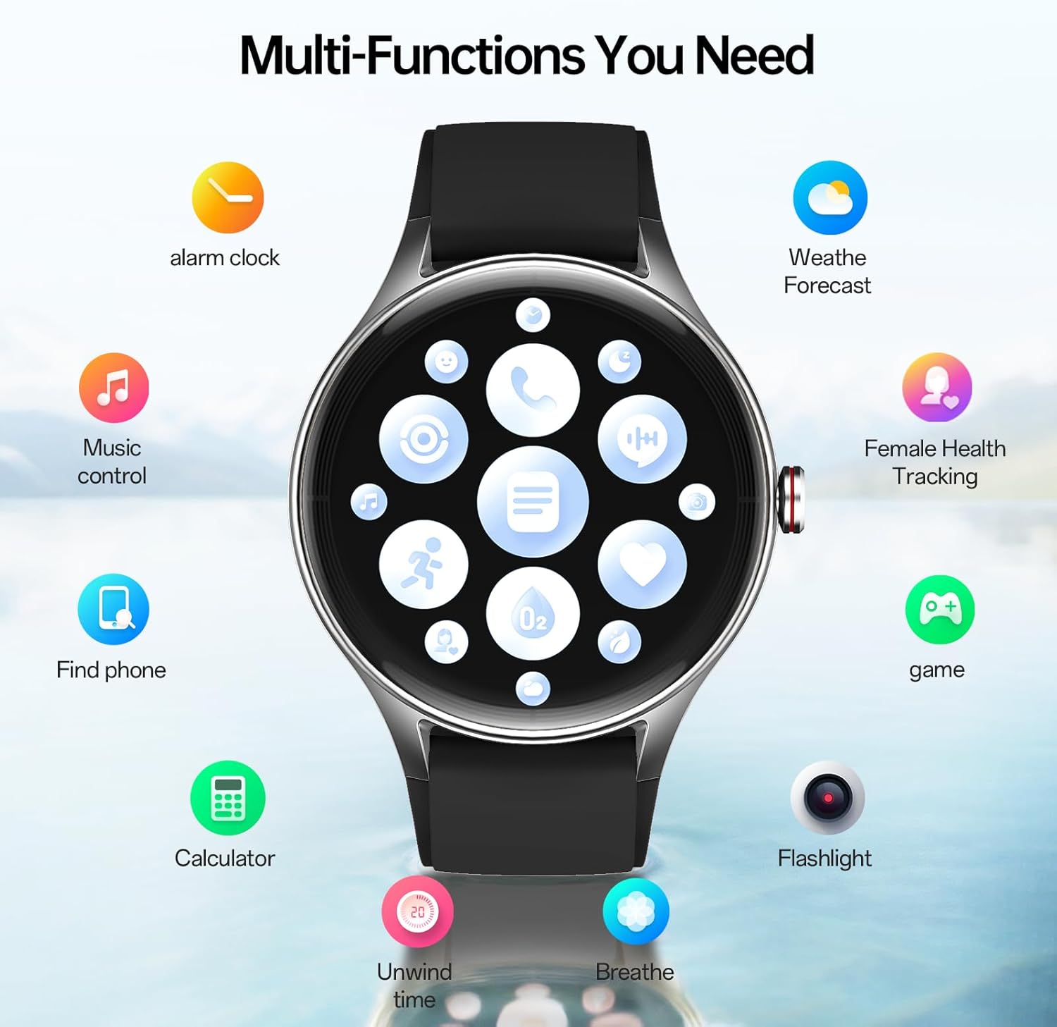 Woneligo Relojes inteligentes para hombres y mujeres, reloj AMOLED...