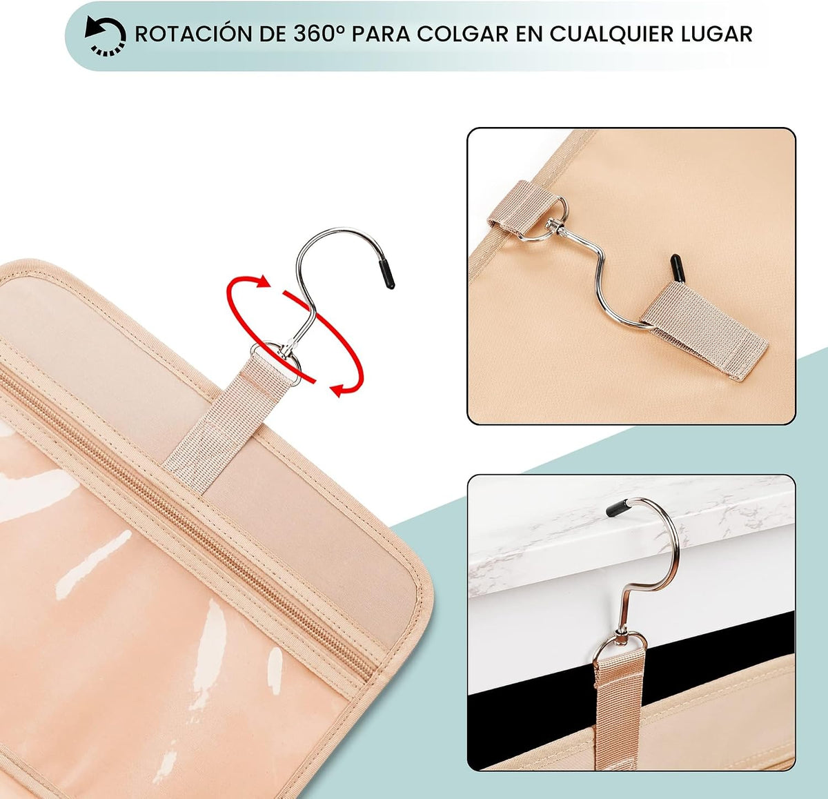 COOSKY Neceser colgante de viaje para mujer, artículos esenciales p...
