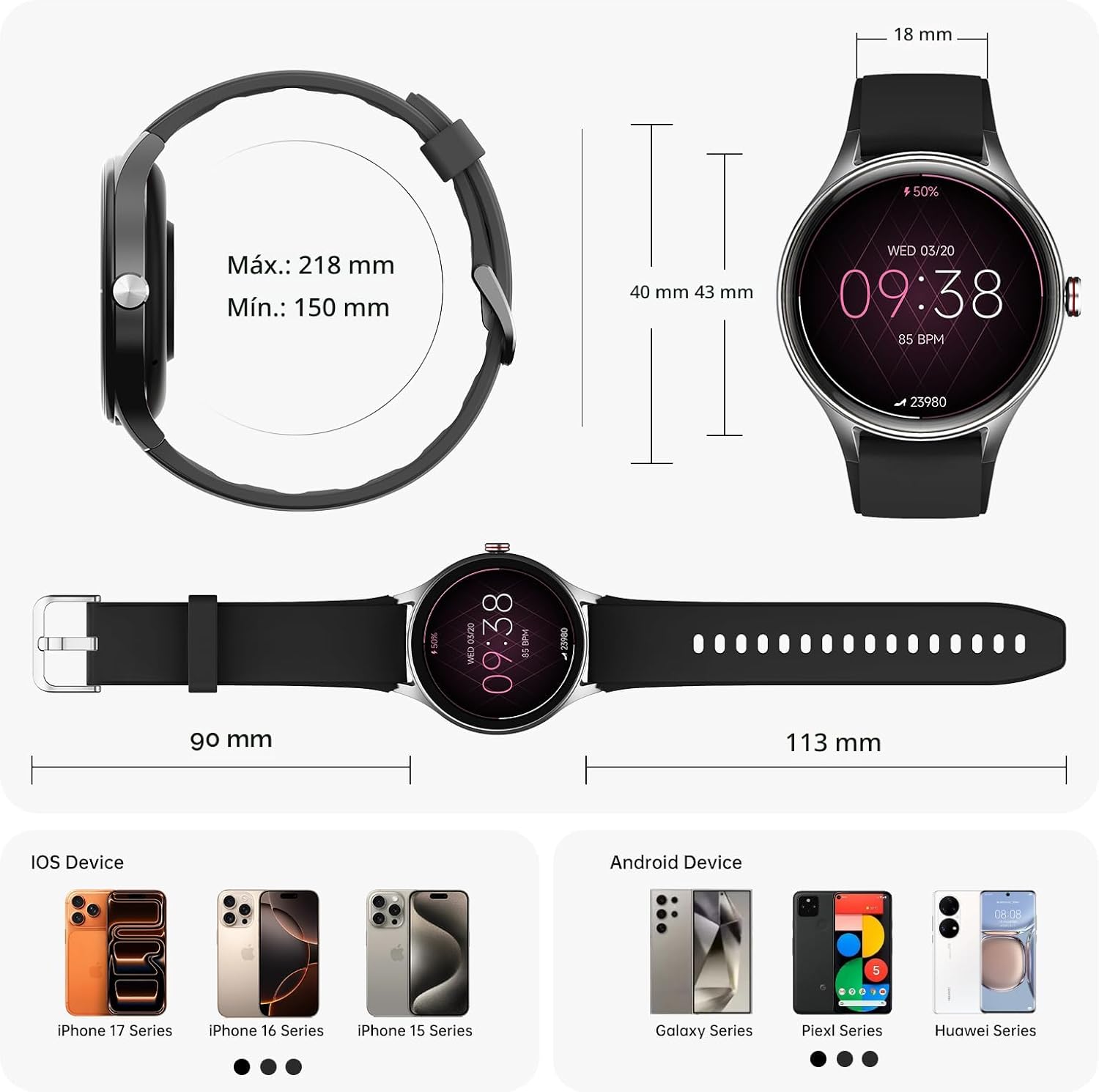 Woneligo Relojes inteligentes para hombres y mujeres, reloj AMOLED...