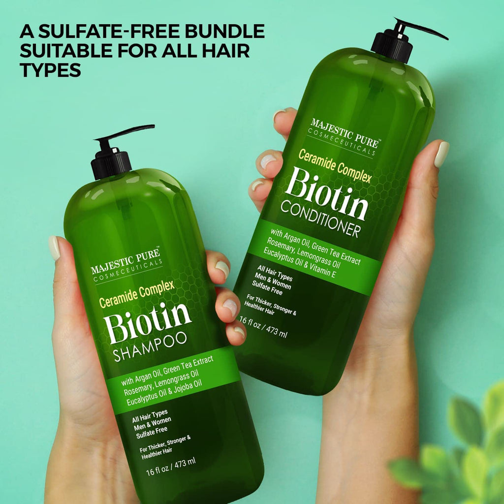 MAJESTIC PURE Set de champú y acondicionador de biotina \u2013 Con...