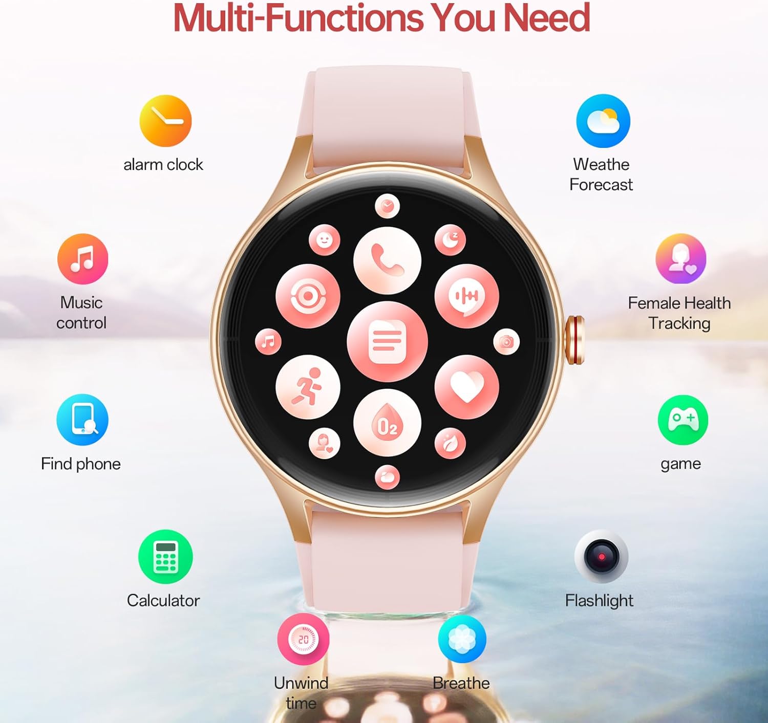 Woneligo Reloj inteligente, reloj AMOLED de fitness con pantalla tá...