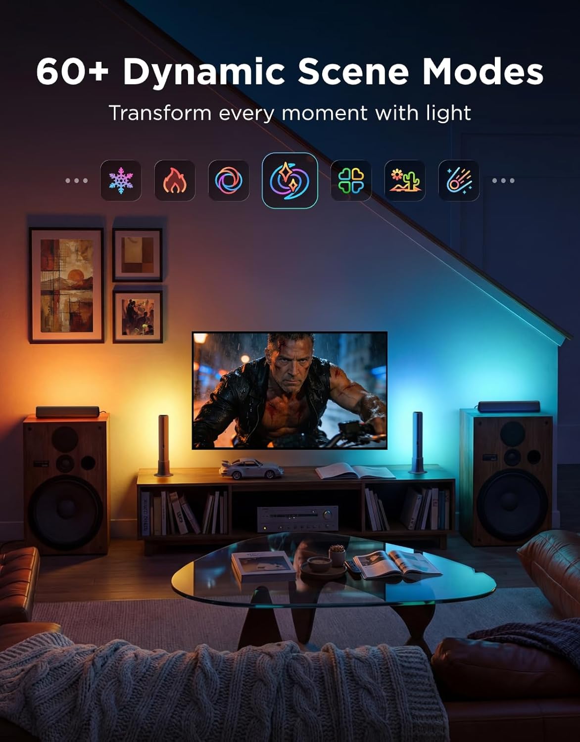 Govee Barra de luz LED inteligente, luces de TV WiFi RGBICWW compat...