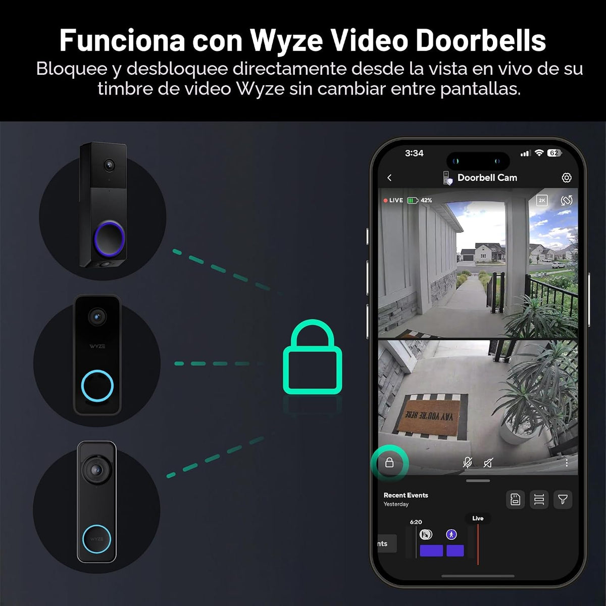 Wyze Auto-Lock Bolt v2, cerradura inteligente de entrada sin llave...