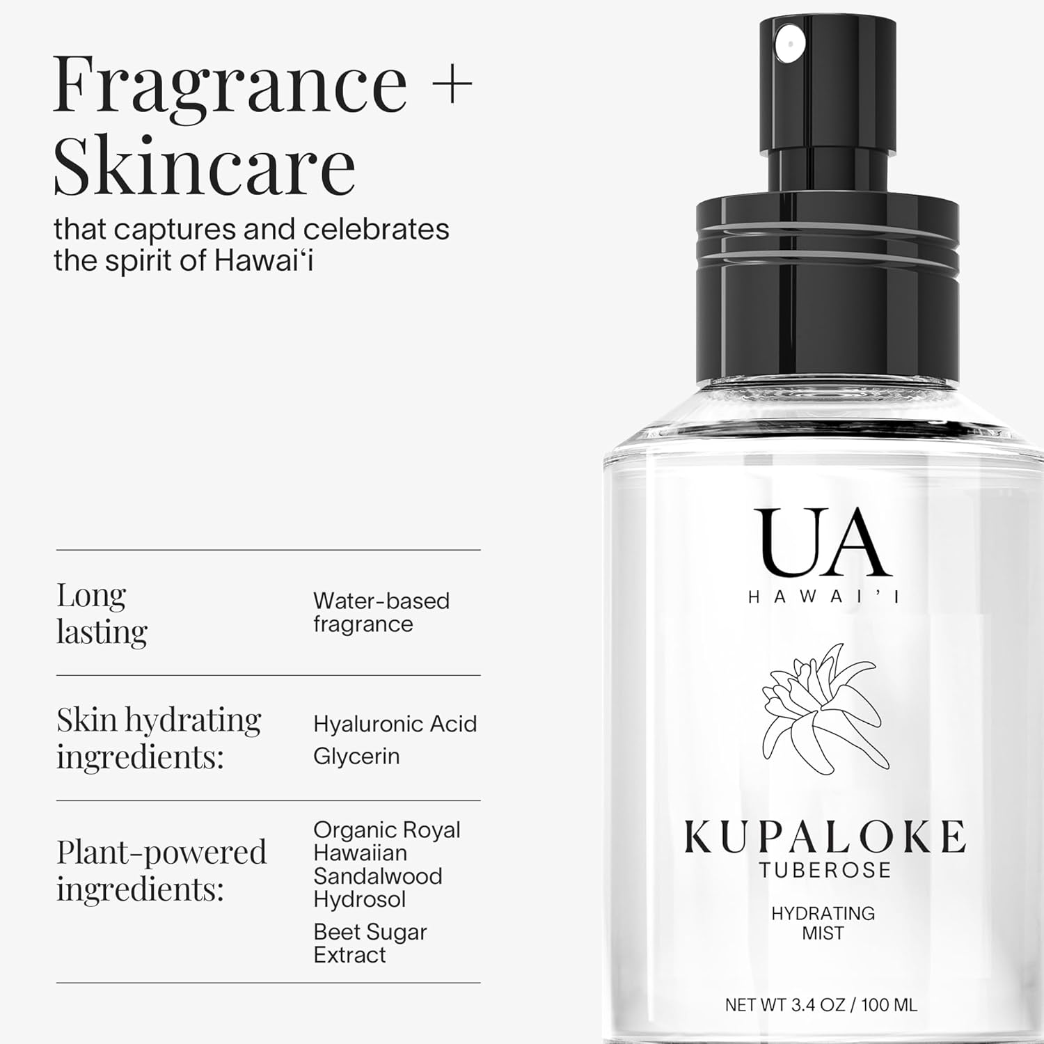 Kupaloke Tuberose - Bruma corporal y capilar de Hawái, perfume para...