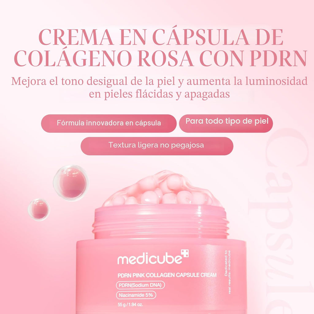 medicube Crema cápsula con salmón ADN PDRN colágeno rosa | Crema hi...