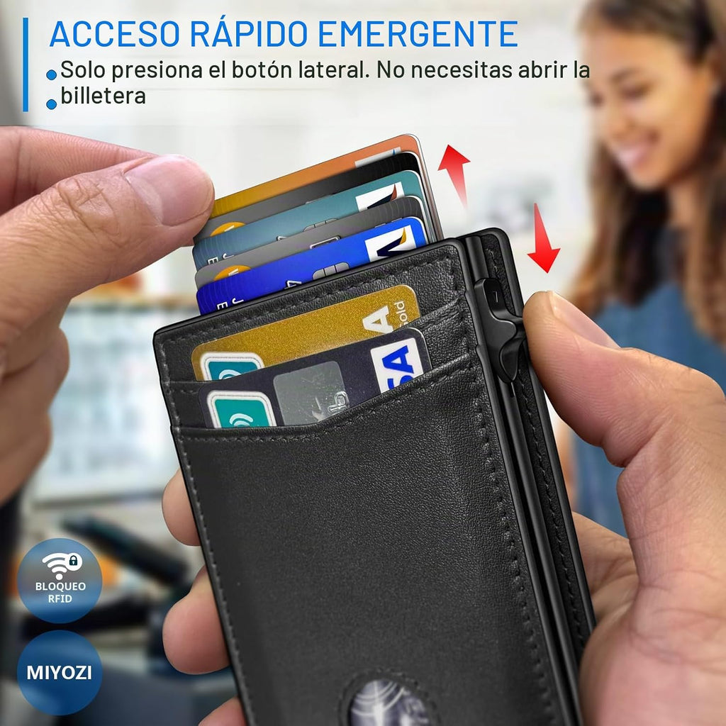 miyozi Cartera para hombre, tarjetero desplegable con bloqueo RFID,...